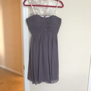 Strapless short formal dress.